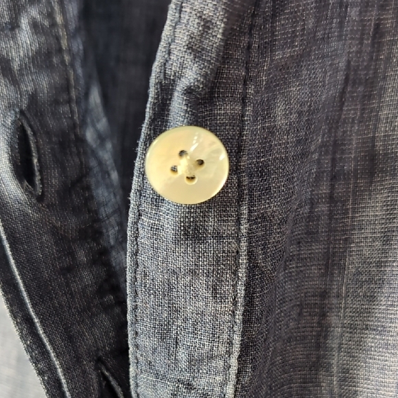 Paperwhite | 100% Linen Chambray Blue 3/4 Sleeve Boxy Tunic with Pockets Size L - Picture 7 of 12